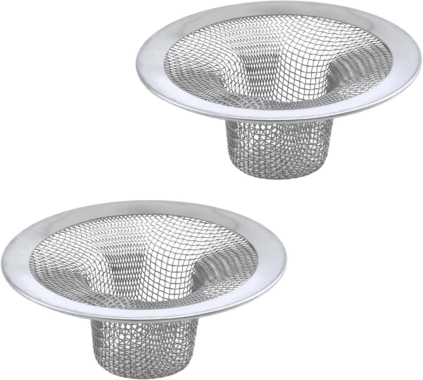 Antrader Kitchen Sink Strainer, 2Pcs Stainless Steel 2-Inch Diameter Mesh Round Filter Bathroom Bathtub Wash Basin Garbage Disposal Basket Filter