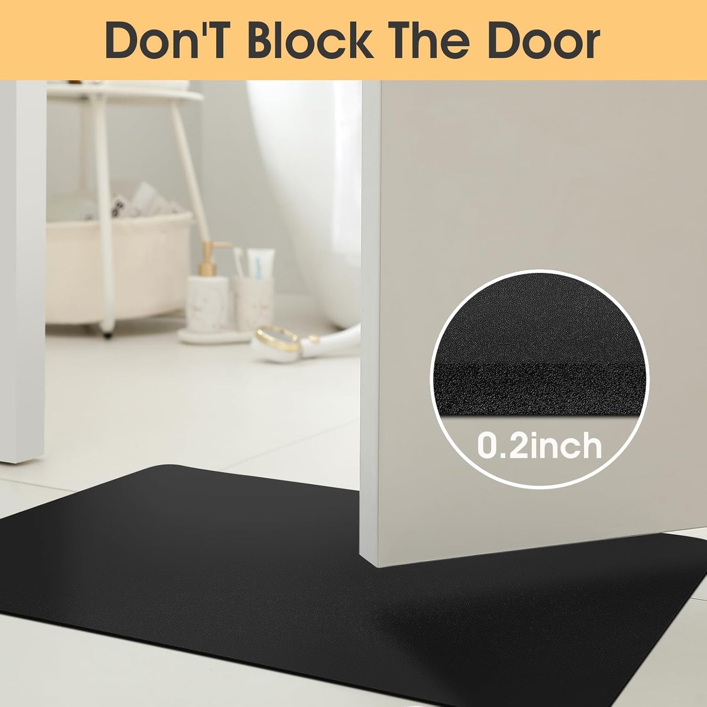 ACCUMTEK Non Slip Bath Mat, Thin Bathroom Rugs Fit Under Door, Quick Dry Bath Mats, Machine Washable Bath Rugs for Bathroom, Bathtub & Kitchen, Grey/Bordered/24 x17