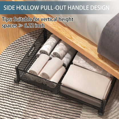 Under Bed Storage Containers, Under Bed Shoe Storage With Wheels, Foldable Bedroom Storage Organization with Handles, Under Bed Storage Bins Drawer For Clothes, Blankets And Shoes, Bedding