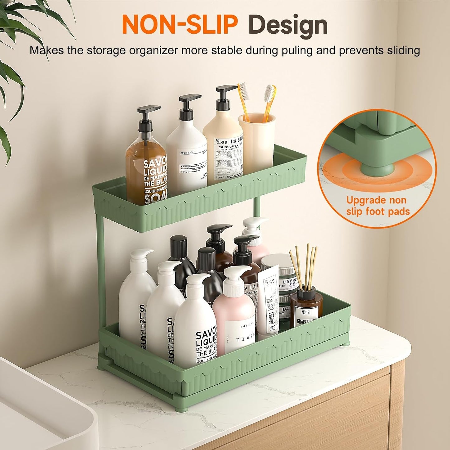 Sevenblue 3 Pack Multi-Purpose Pull-Out Storage Organizers, 2-Tier L-Shaped Under Sink/Cabinet Organizers and Storage for Bathroom & Kitchen, (Black, 12.85 Inches)