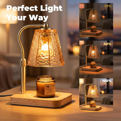 LALISU Candle Warmer Lamp, Stepless Dimming Candle Warmer Lamp with Timer & Dimmer Height Adjustable Compatible with Jars Scented Wax for Home Decor (Metal Base-Black)