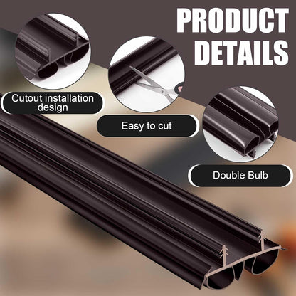 Pushglossy 2 Pcs 48" Double Bubble Kerf Door Sweep 1-3/4" Wide Vinyl Weatherstrip Seal for Exterior Doors, Energy Efficient Draft Stopper, Easy Slide in Installation(White)