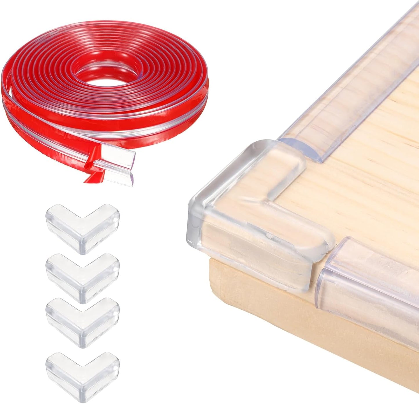 uxcell Edge Protector, 6.6ft (2M) x 0.4" (10MM) Clear Furniture Corner Guard PVC Strong Adhesive Proofing Edge Safety Bumpers with 4 Corners Guards for Table Cabinets