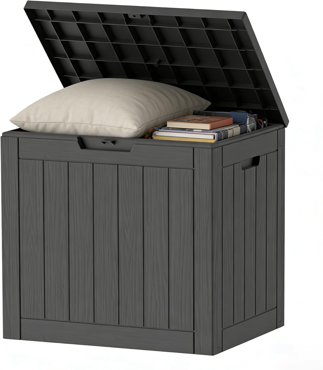 320 Gallon Outdoor Storage Box Resin Deck Box All Weather Waterproof Large Lockable Storage Container Deck Box for Patio Furniture, Garden Tools, Lockable, Black