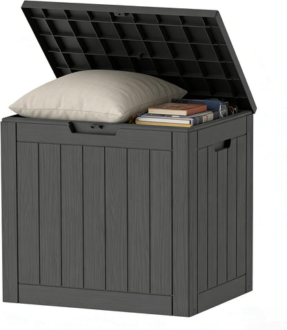 320 Gallon Outdoor Storage Box Resin Deck Box All Weather Waterproof Large Lockable Storage Container Deck Box for Patio Furniture, Garden Tools, Lockable, Black