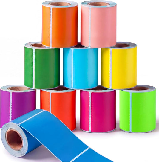 Outus 1000 Pcs Colored Sticker Labels Rolls Rectangular Coding Labels 2 X 3 Inch Classroom Label 10 Bright Color Self Sticky Folder Label for Boxes Folders Office Classroom Home(Solid Color)