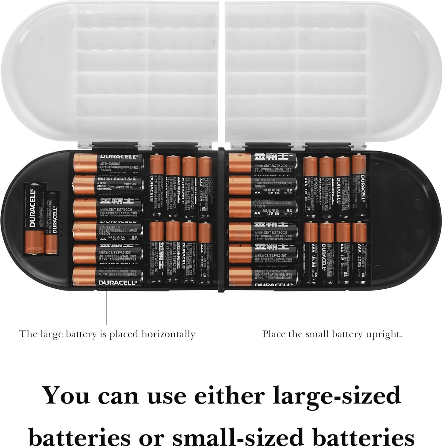 LUEXBOX Battery Organizer Storage Case Holder with Tester Holds 98 Pack, High-Capacity Battery Box and Tester, Battery Case Suitable for AAA, AA, 9V, C, D, Button Cell Batteries