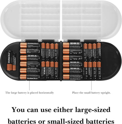 LUEXBOX Battery Organizer Storage Case Holder with Tester Holds 98 Pack, High-Capacity Battery Box and Tester, Battery Case Suitable for AAA, AA, 9V, C, D, Button Cell Batteries