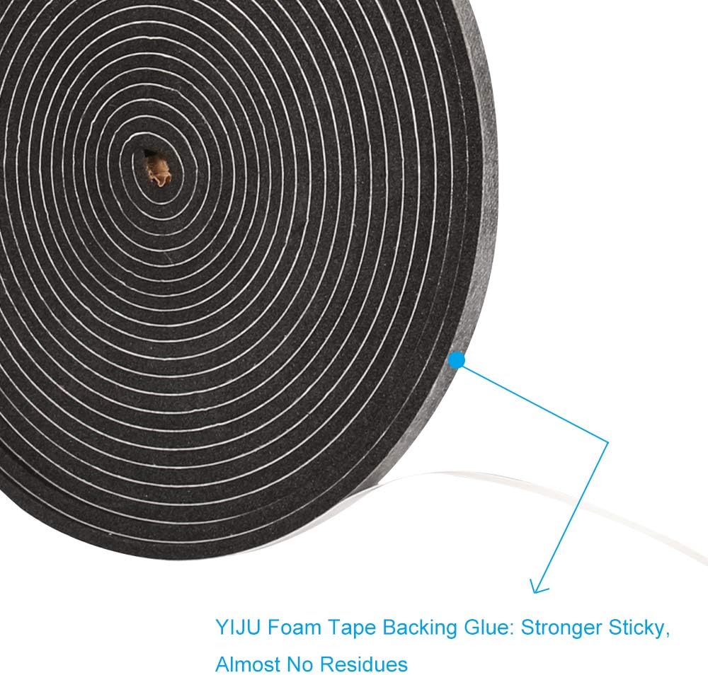 Seal Foam Tape,1/2 Inch W x 1/8 Inch T Weather Stripping for Door and Window,High Density Single Sided Closed Cell Door Insulation Weather Strip, 3 Rolls Total 50FT Black