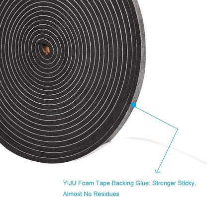 Seal Foam Tape,1/2 Inch W x 1/8 Inch T Weather Stripping for Door and Window,High Density Single Sided Closed Cell Door Insulation Weather Strip, 3 Rolls Total 50FT Black