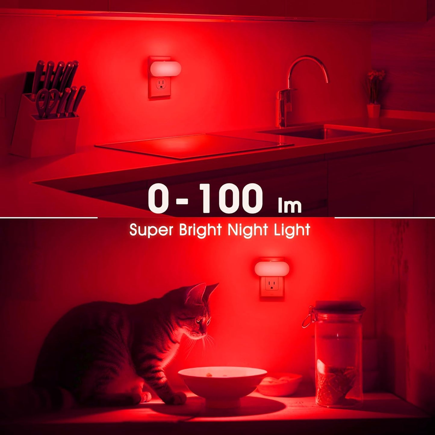 DORESshop Led Night Light, Plug into Wall, [2 Pack] with Dusk to Dawn Sensor, 1W 5000K Dimmable Night Light from 0LM to 100LM for Bathroom Hallway Bedroom Kids Room Stairway