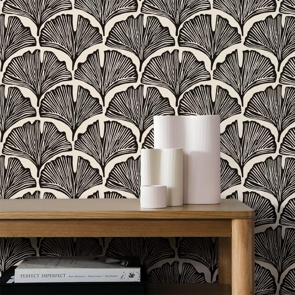 Tempaper x Novogratz Waverly Blue Feather Palm Removable Peel and Stick Wallpaper, 20.5 in X 16.5 ft, Made in The USA