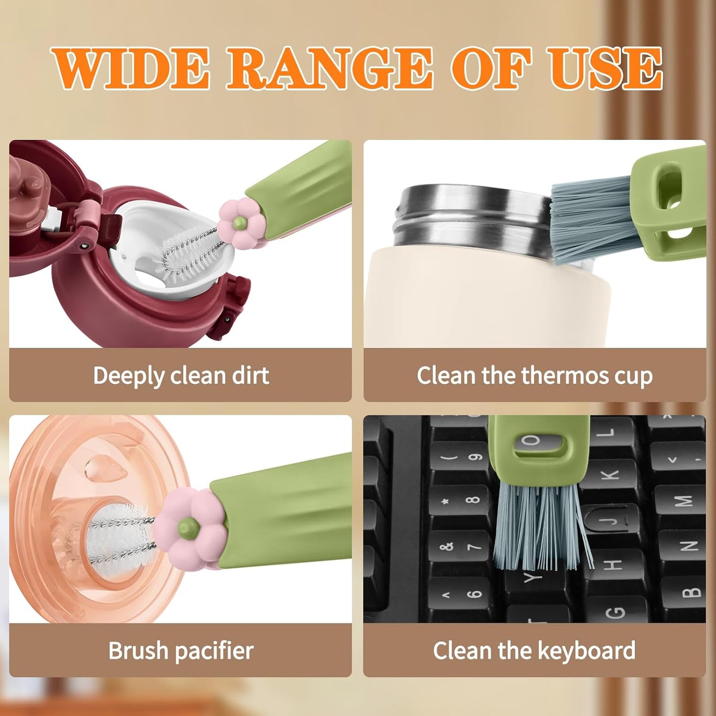 Wanme 3 in 1 Cup Lid Gap Cleaning Brush Set, Multifunctional Bottle Cleaning Brush, Cup Lid Gap Cleaner, Home Kitchen Crevice Brush Tools