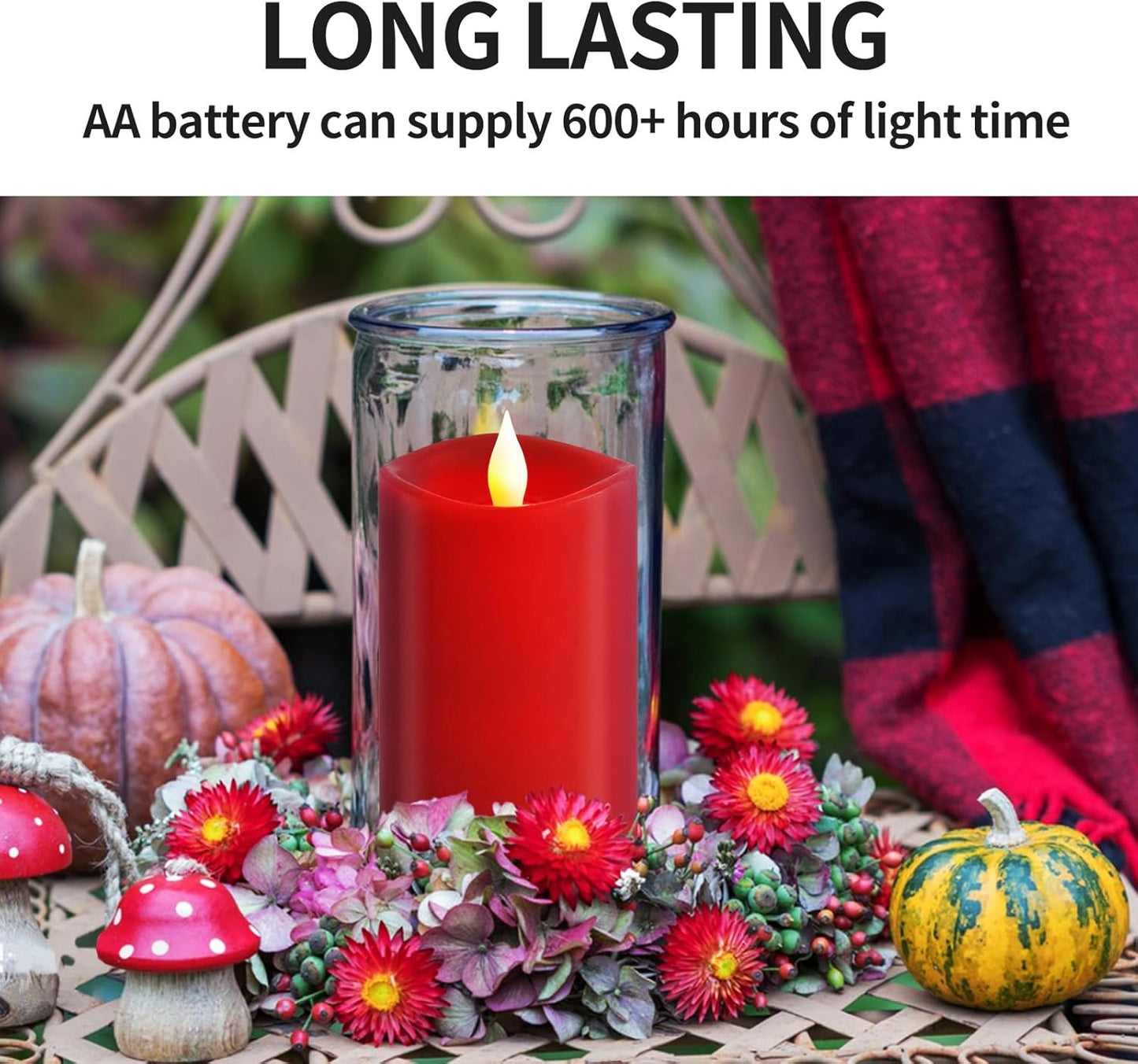 3x3 Flickering Flameless Candles Set of 2, 2AA Battery Life 600 Hours Battery Candles Flickering with Timer,3 inch Flameless Candles with Remote for Indoor/Outdoor, Ivory
