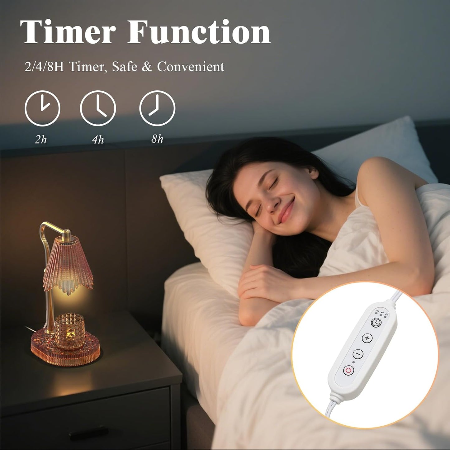Candle Warmer Lamp with Timer & Dimmable 4-Level Brightness - Adjustable Height,for New Home Bedroom, Gifts for Women(Blue)