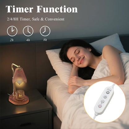Candle Warmer Lamp with Timer & Dimmable 4-Level Brightness - Adjustable Height,for New Home Bedroom, Gifts for Women(Blue)