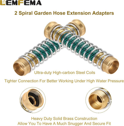 2 Way Garden Hose Splitter, 3/4" Y Garden Hose Connector with Comfortable Rubberized Grip , 2 Faucet Extension Hose spring Protectors and 4 Hose Rubber Washer