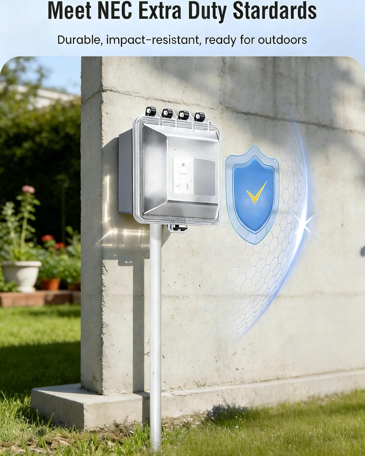 Outdoor Outlet Cover,1-Gang Weatherproof Lockable Receptacle Cover | In-Use PC Outlet Cover,Extra-Duty,Horizontal/Vertical Mount,Compatible with GFCI,Duplex Outlets and Switches for Outdoor Use