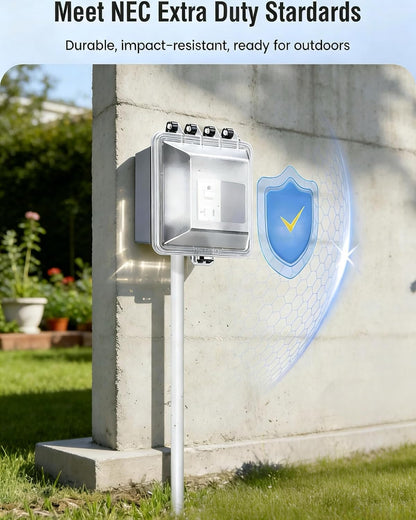 Outdoor Outlet Cover,1-Gang Weatherproof Lockable Receptacle Cover | In-Use PC Outlet Cover,Extra-Duty,Horizontal/Vertical Mount,Compatible with GFCI,Duplex Outlets and Switches for Outdoor Use