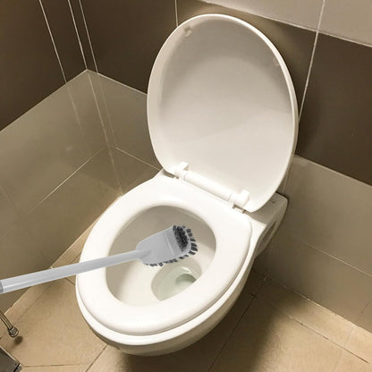 Curved Bristle Toilet Cleaning Brush with Long Handle, Soft Silicone Bathroom Scrubber for Deep Under Rim Cleaning, Household Toilet Brush Accessory for Bathroom Sanitation