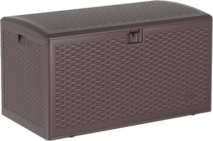 Garvee 73 Gallon Waterproof Large Resin Deck Box Indoor Outdoor, Lockable Storage Container for Patio Furniture Tools, Waterproof Deck Box Patio Storage Bin for Pool Garden, Black