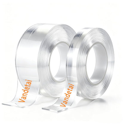 2 Rolls Double Sided Tape Heavy Duty - 240" x 2" & 0.8" - Removable Nano Tape for Walls, Used for Poster, Picture Hanging, Outdoor Multifunctional Mounting Tape (Clear, 2" x 10 Feet & 0.8" x 10 Feet)