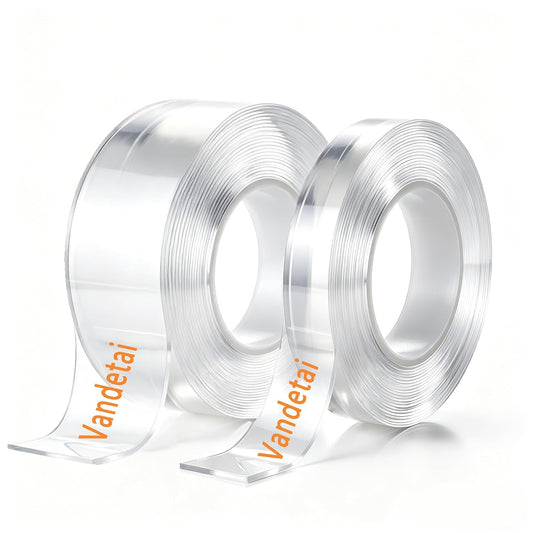 2 Rolls Double Sided Tape Heavy Duty - 240" x 2" & 0.8" - Removable Nano Tape for Walls, Used for Poster, Picture Hanging, Outdoor Multifunctional Mounting Tape (Clear, 2" x 10 Feet & 0.8" x 10 Feet)