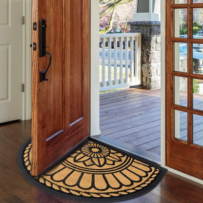 Mibao Front Door Mat Indoor Outdoor Entrance, Semicircular Entrance Mat, Half Round Waterproo Non-Slip Durable Rubber Door Mats, Low Profile Heavy Duty Doormat for Garage, Patio, 30" x 18", Yellow