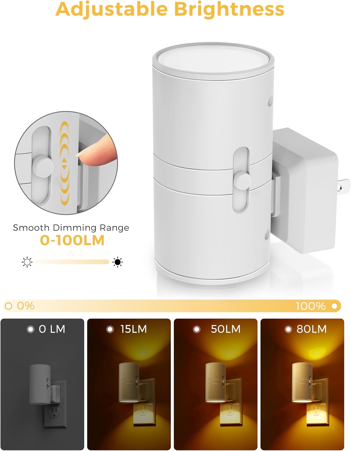 L LOHAS LED Night Light Plug in, Night Lights Plug into Wall, Light Sensor, 0-100LM Soft White 3000K, Dimmable Night Light, Modern Nightlight for Kids Bathroom Hallway Bedroom Kitchen Stairway, 2 Pack