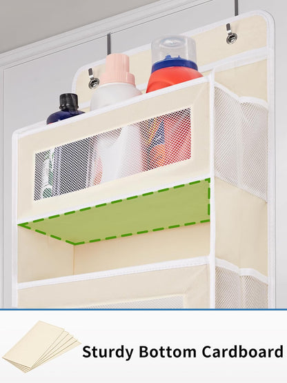JARLINK 2 Pack Over the Door Organizer Storage, 5 Shelf Hanging Door Organizer with 5 Large Capacity Pockets, Anti Tilt 44 lb Load Behind Door Storage for Bedroom, Bathroom, Pantry, Nursery, (Grey)