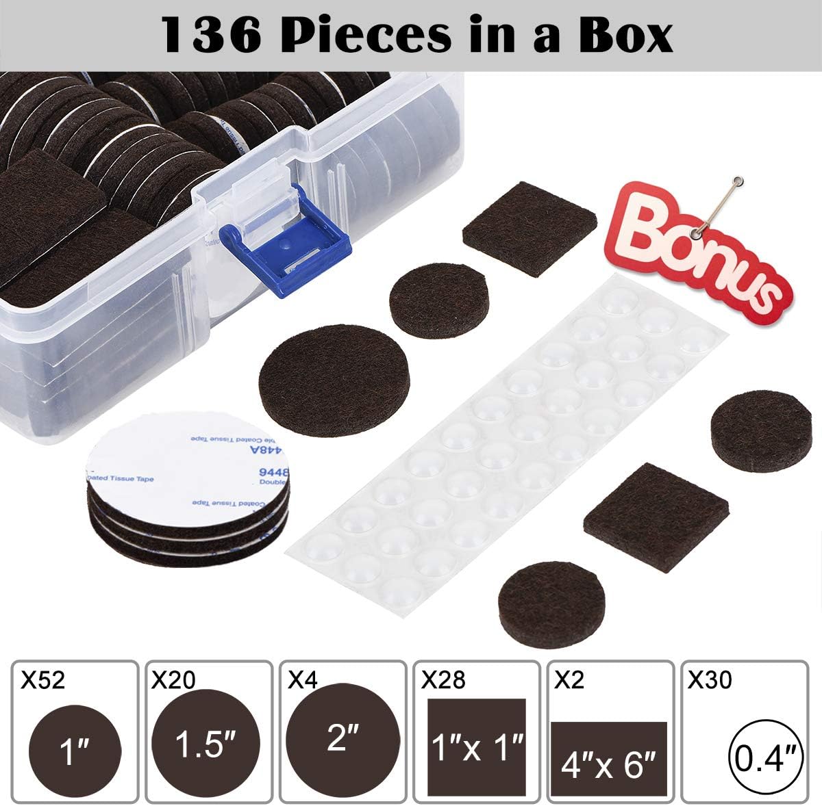 Felt Furniture Pads 300 Pieces, Furniture Pads for Hardwood Floors, Felt Pads for Chair Legs Furniture, Floor Protectors for Furniture Black