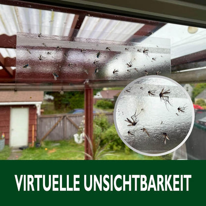 Garsum Window Fly Traps Indoor, Fly Paper Bug Sticky Strips, House Fly Killer Window Decal Non-Toxic，12 Pack