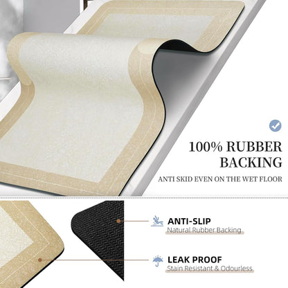 Diatomaceous Earth Bath Mat Super Absorbent Quick Dry Bath Mat, Bathroom Rugs Non Slip Washable, Thin Dark Gray Bathroom Floor Mats-Shower Rug for in Front of Bathtub Shower, Easy Care, 15.7"x23.6"