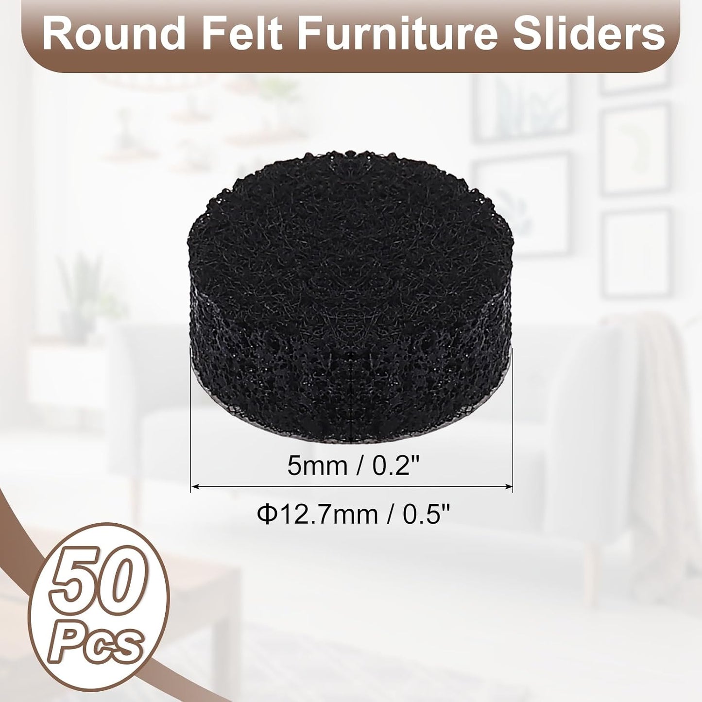 uxcell Furniture Pads, 36Pcs 0.5" - Round Self Adhesive Felt Furniture Pads, Floor Protectors for Furniture Feet Chairs Legs Hardwood Floors (Black)