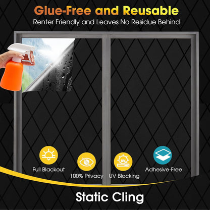 Privacy Window Film Day & Night, Static Cling Frosted Glass Window Film, 99% UV Blocking, No Glue Removable Window Covering for Bathroom Bedroom Kitchen Office (17.5 x 78.7 in)