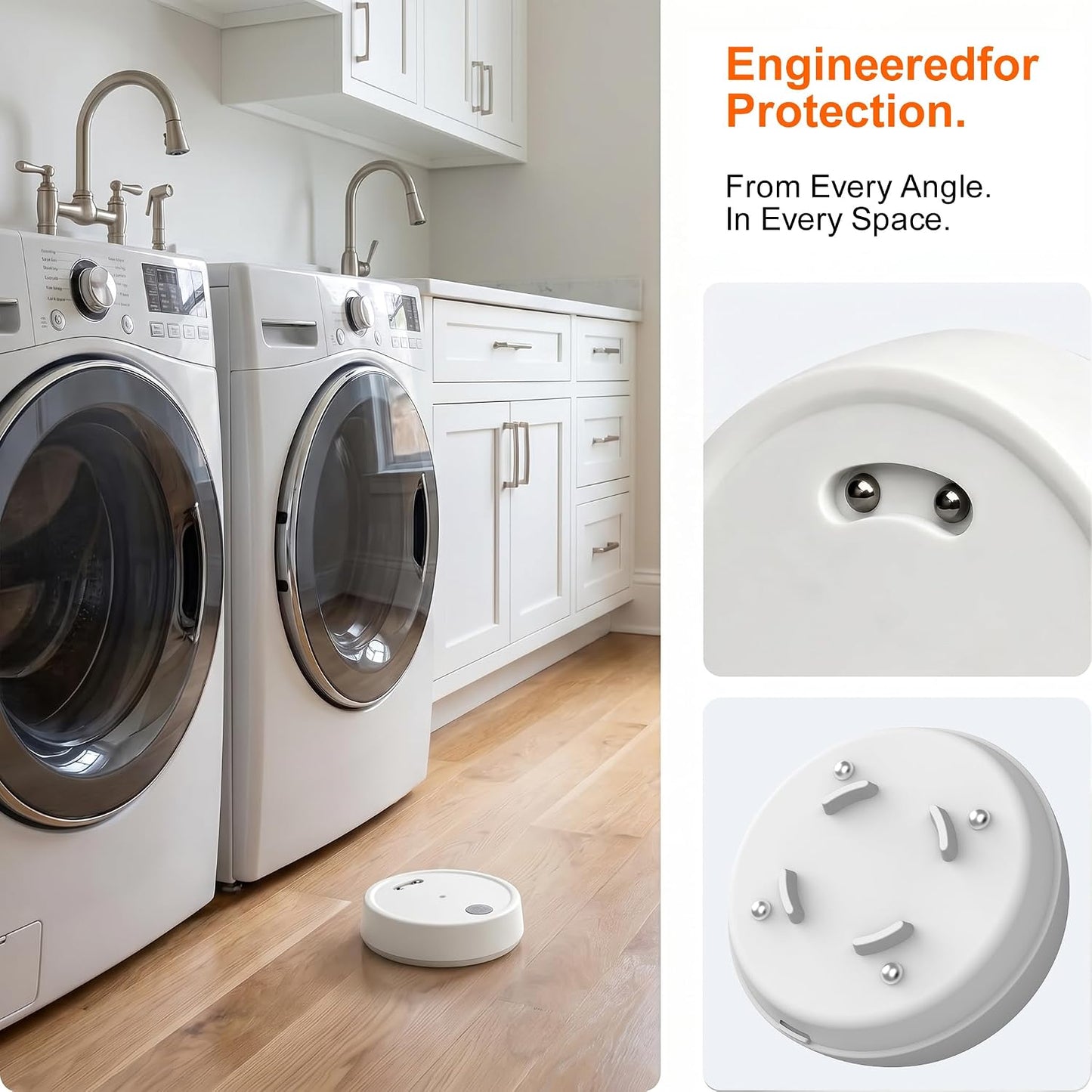 1 Pack Water Leak Detectors, Over 100dB Loud Water Sensor Alarm, IP66 Waterproof Sensitive Drip & Flood Alert, Easy Wireless Installation for Basement, Kitchen Sink, Bathroom, Laundry Room