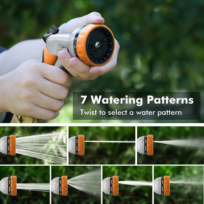RESTMO Garden Hose Nozzle, Heavy Duty Metal Water Hose Nozzle with 7 Adjustable Spray Patterns, High Pressure Hand Sprayer with Flow Control for Watering Plants & Lawns, Washing Cars & Pets