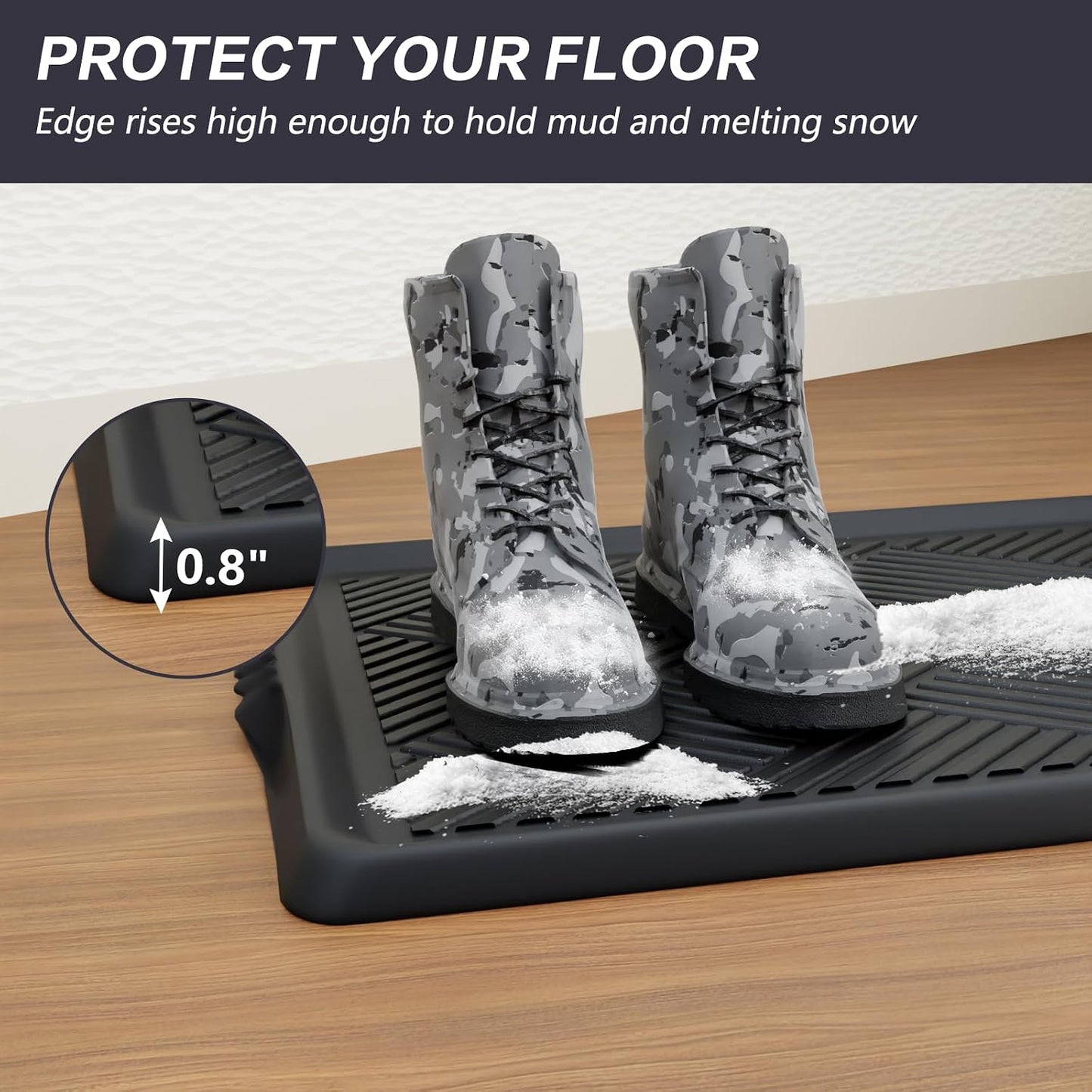 Boot Tray for Entryway, Multi-Purpose Shoe Tray with Lip, Rubber Mat for Shoe Organizer Indoor Outdoor Use, 27.5"x16"