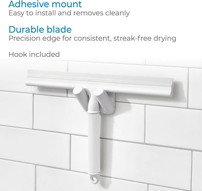 iDesign Shower Squeegee with Adhesive Hook - White