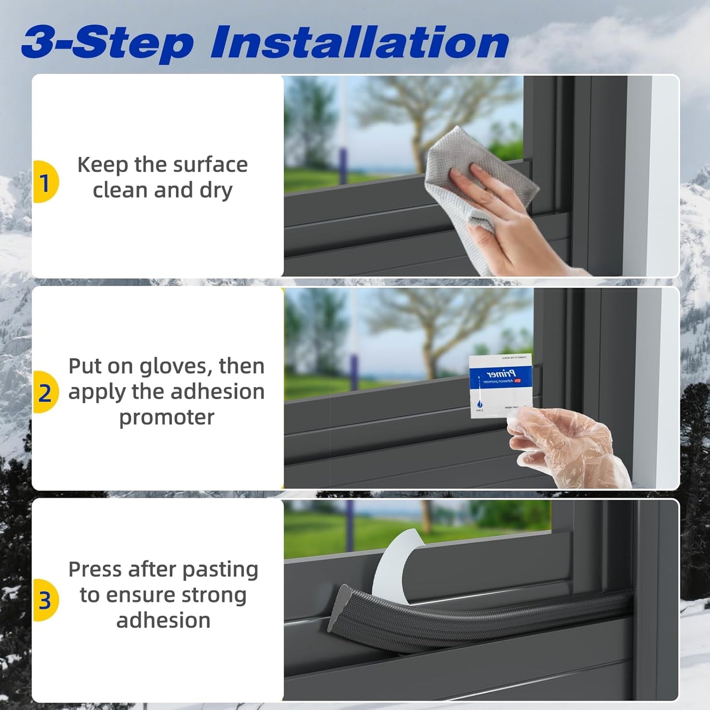 Weather Stripping Door Seal Strip for Door Frame,Window Insulation for Winter,Doors Soundproofing Gap Filler,Window Sealer Exterior Doors Weather Stripping,Foam Windows Draft Stopper (White,118'')