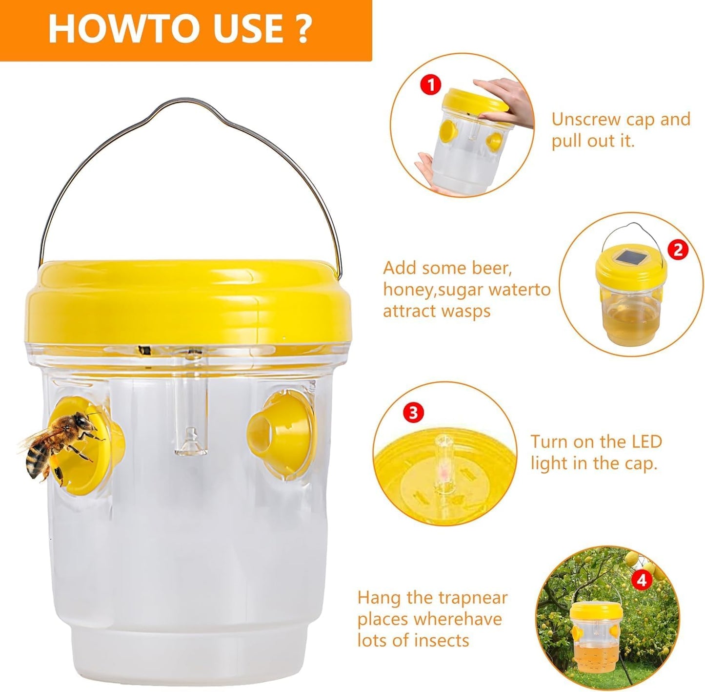 2 Pack Solar Wasp Trap Outdoor Hanging