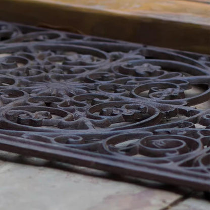 GTPBAO Heavy Duty Cast Iron Doormat 22" X 14.4", Non Slip Rectangle Mat, Front Door Mats Shoe Scraper for Garden Patio, Classic Scroll Pattern