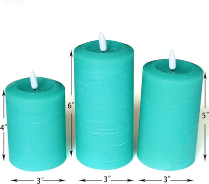 Battery Operated Flameless Candles with Remote Timer Real Wax Realistic Bright Flicker Flickering Electric Electronic LED Pillar Lights Home Wedding Party Decorations Set of 3 Rustic Texture Gray Grey