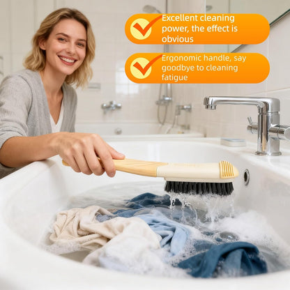 Ergonomic Clothes Soft Bristle Laundry Brush, Milk Yellow, ABS+PBT Material, Hanging Design, Portable Hand-Held Cleaning Tool with Comfortable Grip for Garments, Shoes, Household (Cream Yellow, L)