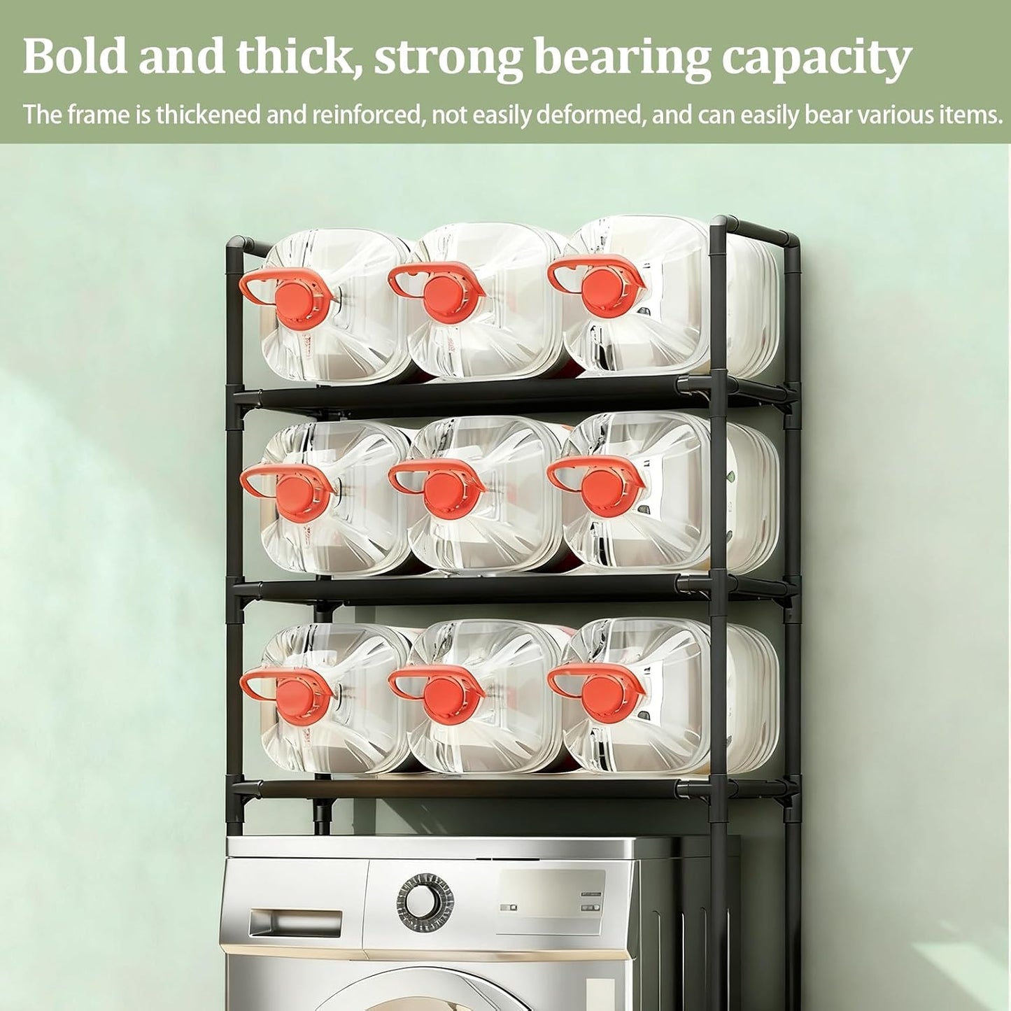 Over The Washer Storage Shelf – Laundry Room Vertical Organizer, Over Washer Shelf with Dual Color Choices (Black/White)(Black)