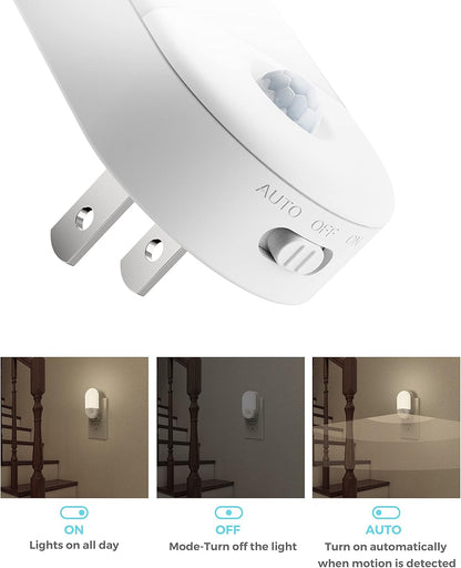 L LOHAS LED Motion Sensor Night Light, 2Pack, Motion Activated Night Light, Night Lights Plug into Wall Motion Sensor, 3000K Warm White, Adjustable Brightness 30/60LM, for Kids Adults Bathroom Bedroom