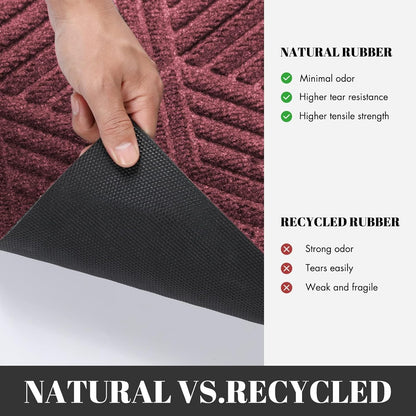 Yimobra Front Door Mat, All-Season Waterproof Outdoor Mat for Entrance with Drainage Holes, Heavy Duty Non-Slip Doormat for Garage Patio Entryway Indoor, 29.5x17, Red