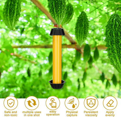 Qualirey 12 Pcs Sticky Fly Trap Fly Stick Indoor Outdoor Long Lasting Hanging Flies Bug Catcher Paper Tape Strips with Hook for Wasps Gnats Bug Insects Fruit Flies Mosquitoes (Stylish-3,Yellow)