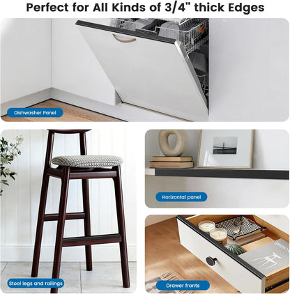 6 Pack 18" Length Cabinet Door Protector Edge Guard, 3/4" Thick Slip-On Cabinet Edge Protector, Plastic Edge Protectors for Kitchen Cabinet Trash Drawer, Clear