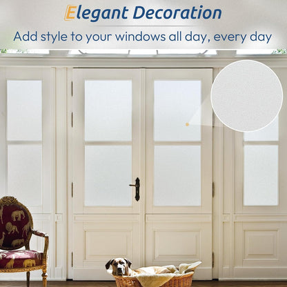 rabbitgoo Window Privacy Film, Frosted Glass Window Clings, Static Cling UV Heat Blocking Door Stickers for Home Bathroom, Removable Indoor Decal Coverings Day and Night, Pure, 17.5 x 78.7 Inches
